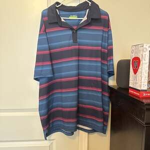 Ben Hogan Performance Blue & Pink Striped Golf Polo Shirt